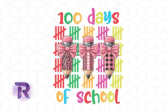 100 Days School Pencil Teacher Kids PNG Graphics