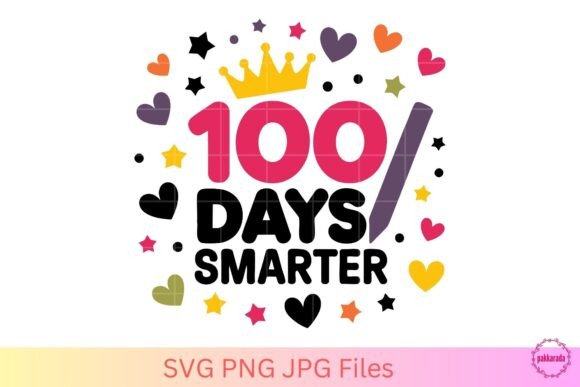 100 Days Smarter Cute Colorful SVG