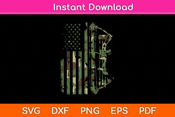 Camo American Flag Bowhunting Svg File