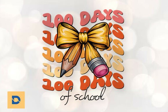 Coquette Bow 100 Days School Pencil PNG