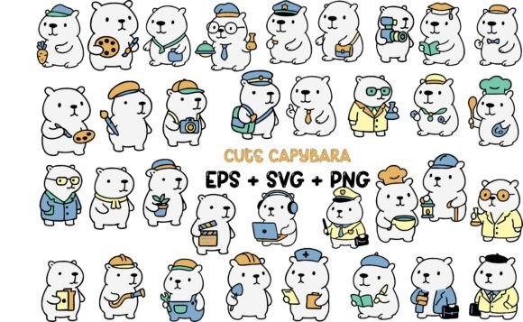 Cute Capybara Clipart for Stickers SVG
