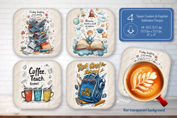 Funny Teacher Square Coaster Sublimation Graphics