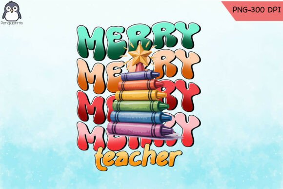 Merry Teacher Sublimation Christmas PNG