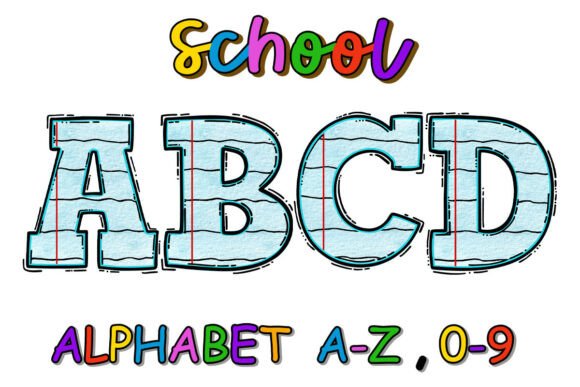 School Paper Alphabet Letters and Numbers for Graphics and Crafts