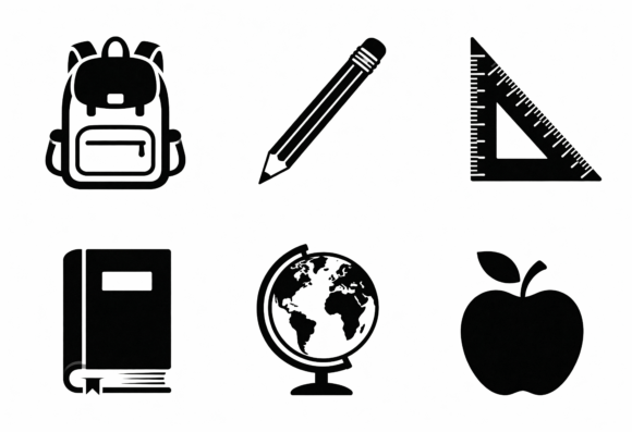 School Supplies Icons Bundle - Vector