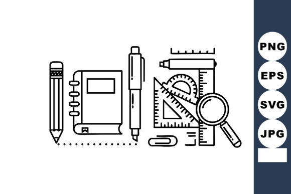 School Supplies Vector Illustration for Crafts and Graphics