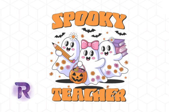 Spooky Teacher Halloween Ghosts PNG