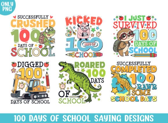 Survived 100 Days of School Cute Animals Graphics