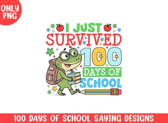 Survived 100 Days of School Frog Png: Graphics for Crafts
