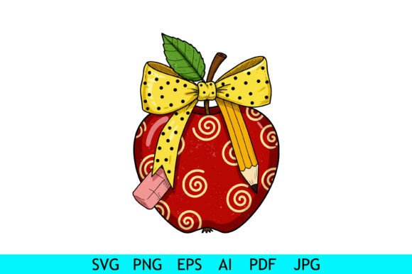 Teacher Apple Pencil Bow Clipart