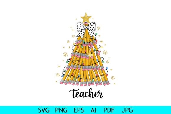Teacher Pencil Christmas Tree Art