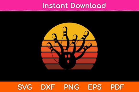 Vintage Bowling Pin 80s Sun Retro Svg